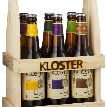 Klosterbryg Pallegavekassen i tr� med 6 x 50 cl
